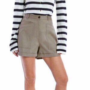 La Ligne NY High Waist Patch Pocket Shorts Mushroom Size 14 NWT - Orig. $250